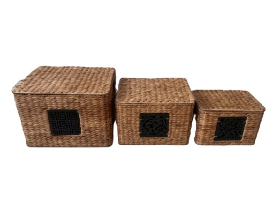 Top-tier Rectangular Water Hyacinth Storage Trunks with Lids
